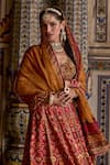 Shop_Kalista_Pink Blouse Natural Velvet Print Phool Sameera And Embellished Lehenga Set _Online_at_Aza_Fashions