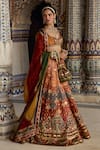 Buy_Kalista_Multi Color Blouse Natural Velvet Print Ibadat And Embellished Lehenga Set _at_Aza_Fashions