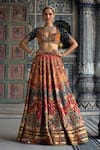 Buy_Kalista_Multi Color Blouse Natural Velvet Print Ibadat And Embellished Lehenga Set _Online_at_Aza_Fashions