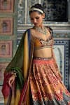 Shop_Kalista_Multi Color Blouse Natural Velvet Print Ibadat And Embellished Lehenga Set _Online_at_Aza_Fashions