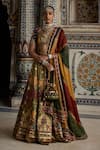 Buy_Kalista_Yellow Blouse Natural Velvet Print Kalamkari Zehna And Embellished Lehenga Set _at_Aza_Fashions