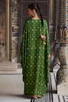 Shop_Kalista_Green Viscose Satin Print Gulbahar Sequin V Neck Saisha And Embellished Kaftan _at_Aza_Fashions