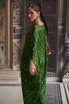 Buy_Kalista_Green Viscose Satin Print Gulbahar Sequin V Neck Saisha And Embellished Kaftan _Online_at_Aza_Fashions