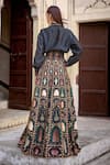 Kalista_Green Silk Viscose Print Mughal Collar Misba Shirt And Slit Skirt Set _Online_at_Aza_Fashions