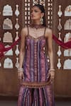 Buy_Kalista_Multi Color Kurta And Sharara Chanderi Silk Embroidery Mahira Zari & Set _at_Aza_Fashions