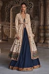 Buy_Kalista_Ivory Lehenga And Blouse Silk Embroidery Floral Jacket Shawl Mehnaz Set _at_Aza_Fashions