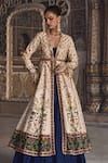 Kalista_Ivory Lehenga And Blouse Silk Embroidery Floral Jacket Shawl Mehnaz Set _Online_at_Aza_Fashions