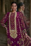 Buy_Kalista_Purple Viscose Satin Embroidery Mughal Round Ruhaani Bloom Jalabiya Dress _Online_at_Aza_Fashions