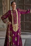 Shop_Kalista_Purple Viscose Satin Embroidery Mughal Round Ruhaani Bloom Jalabiya Dress _Online_at_Aza_Fashions