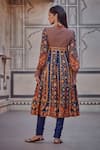 Kalista_Multi Color Chanderi Silk Embroidery Floral V-neck Irsa Angarkha With Churidar _Online_at_Aza_Fashions