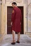 Kalista_Maroon Chanderi Silk Taimur Paisley Motif Kurta And Churidar Set _Online_at_Aza_Fashions