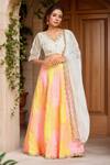 Buy Samyukta Singhania White Muslin, Kota Doria, Organza Leheriya Pattern Multi Color Lehenga Set at Aza Fashions Buy_Samyukta Singhania_White Muslin, Kota Doria, Organza Leheriya Pattern Multi Color Lehenga Set_at_Aza_Fashions
