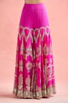 Buy_Anamika Khanna_Fuchsia Cotton Zari, Beads, Embroidery Collared Floral Tunic And Sharara Set_Online_at_Aza_Fashions