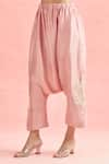 Shop_Anamika Khanna_Pink Embroidery Beads High Neck Yoke Shirt And Cowl Pant Set _Online_at_Aza_Fashions