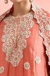 Anamika Khanna_Coral Chanderi Embroidery, Zari Round Neck Butti Kurta Sharara Set_Online_at_Aza_Fashions