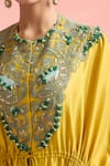 Anamika Khanna_Yellow Embroidery Tribal Closed Round Cape With Skirt _Online_at_Aza_Fashions