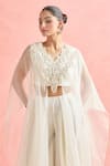 Ridhima Bhasin_Ivory Embroidery Pearl V Neck Tunic With Pant _Online_at_Aza_Fashions