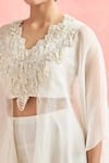 Buy_Ridhima Bhasin_Ivory Embroidery Pearl V Neck Tunic With Pant _Online_at_Aza_Fashions