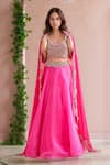 Buy_Ridhima Bhasin_Pink Embroidery Paisley Square Neck Placement Lehenga Blouse Set _at_Aza_Fashions