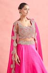 Buy_Ridhima Bhasin_Pink Embroidery Paisley Square Neck Placement Lehenga Blouse Set _Online_at_Aza_Fashions