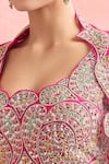 Shop_Ridhima Bhasin_Pink Embroidery Paisley Square Neck Placement Lehenga Blouse Set _Online_at_Aza_Fashions