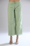 Peachoo_Green Moss Plain Straight Pant _Online_at_Aza_Fashions