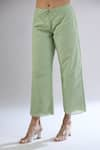 Buy_Peachoo_Green Moss Plain Straight Pant _Online_at_Aza_Fashions