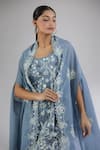 Buy_Peachoo_Blue Embroidery Resham Open Floral Cutwork Border Cape 