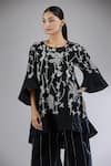 Buy_Peachoo_Black Embroidery Dori Round Neck Floral Tunic _Online_at_Aza_Fashions