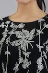 Shop_Peachoo_Black Embroidery Dori Round Neck Floral Tunic _Online_at_Aza_Fashions