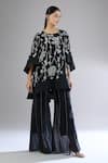 Buy_Peachoo_Black Embroidery Stitchline Thread Flared Pant _Online_at_Aza_Fashions