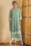 Buy_Peachoo_Green Moss Embroidery Resham Border Pant _at_Aza_Fashions