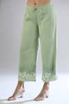 Buy_Peachoo_Green Moss Embroidery Resham Border Pant _Online_at_Aza_Fashions