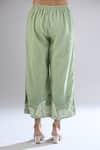 Shop_Peachoo_Green Moss Embroidery Resham Border Pant _Online_at_Aza_Fashions