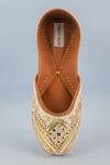 Buy_Label Deepti Bajaj_White Crystal Aira Pearl And Mirror Bloom Embroidered Juttis _Online_at_Aza_Fashions