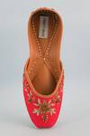 Buy_Label Deepti Bajaj_Pink Zardozi Camellia Blossom Embroidered Juttis _at_Aza_Fashions