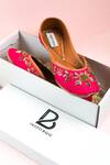 Shop_Label Deepti Bajaj_Pink Zardozi Camellia Blossom Embroidered Juttis _at_Aza_Fashions