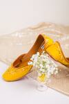 Buy_Label Deepti Bajaj_Yellow Sequin Lily Bloom Embroidered Juttis _at_Aza_Fashions