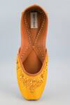 Label Deepti Bajaj_Yellow Sequin Lily Bloom Embroidered Juttis _Online_at_Aza_Fashions