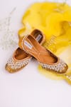 Buy_Label Deepti Bajaj_Yellow Pearl Naz And Sequin Embellished Juttis _at_Aza_Fashions