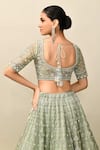 Buy_Kalighata_Green Organza Embroidery Cutdana Leaf Neck Romania Bridal Lehenga Set 