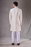 Shop_Aryavir Malhotra_Cream Art Silk Embroidery Trellis Sherwani With Pyjama _at_Aza_Fashions