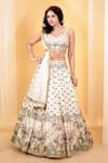 Buy_Archana Kochhar_Ivory Raw Silk Embroidery Kasab Enchanted Mughal Garden Print And Lehenga Set _at_Aza_Fashions