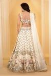 Archana Kochhar_Ivory Raw Silk Embroidery Kasab Enchanted Mughal Garden Print And Lehenga Set _Online_at_Aza_Fashions