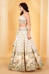 Buy_Archana Kochhar_Ivory Raw Silk Embroidery Kasab Enchanted Mughal Garden Print And Lehenga Set _Online_at_Aza_Fashions