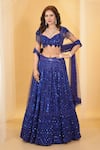 Buy_Archana Kochhar_Blue Net Embroidery Stone Florence Sequin Vine Embellished Lehenga Set _at_Aza_Fashions