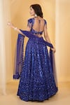 Archana Kochhar_Blue Net Embroidery Stone Florence Sequin Vine Embellished Lehenga Set _Online_at_Aza_Fashions