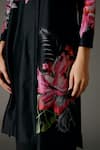 Balance by Rohit Bal_Black Chanderi Silk Print Gardenia Mandarin Lily Kurta With Palazzo Pant _at_Aza_Fashions