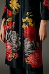 Shop_Balance by Rohit Bal_Black Chanderi Silk Print Blossom Mandarin Collar Kurta With Palazzo Pant _Online_at_Aza_Fashions