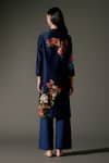 Shop_Balance by Rohit Bal_Blue Chanderi Silk Print Nightingale Bloom Mandarin Kurta With Palazzo Pant _at_Aza_Fashions